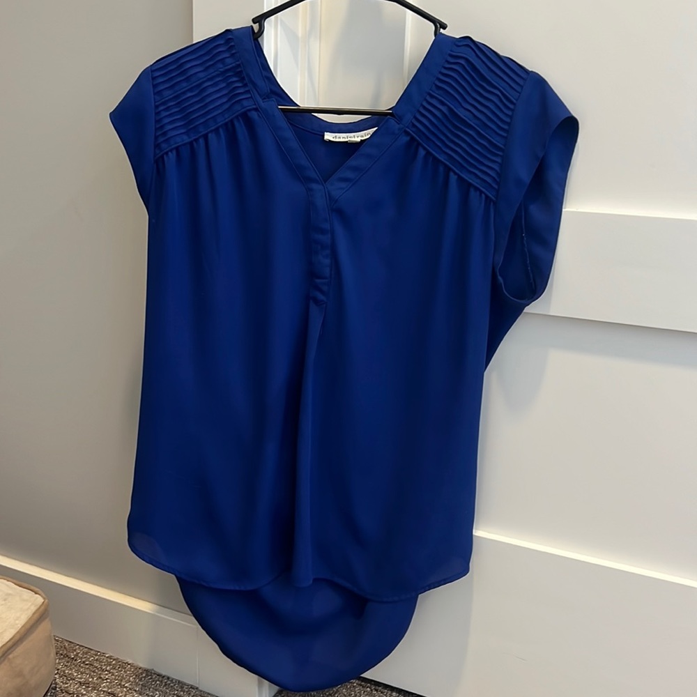 Blue short sleeved dress shirt